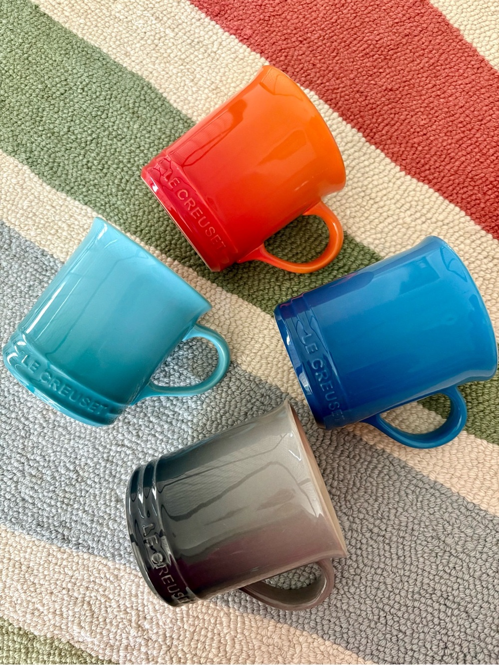 Le Creuset 400ml Coffee Mugs - Set of 4 Marseille, Flame, Flint, Caribbean